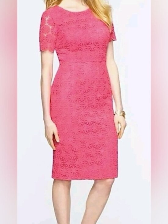 Talbots Lace Crochet Shift Floral Dress Size 4 - Picture 2 of 12